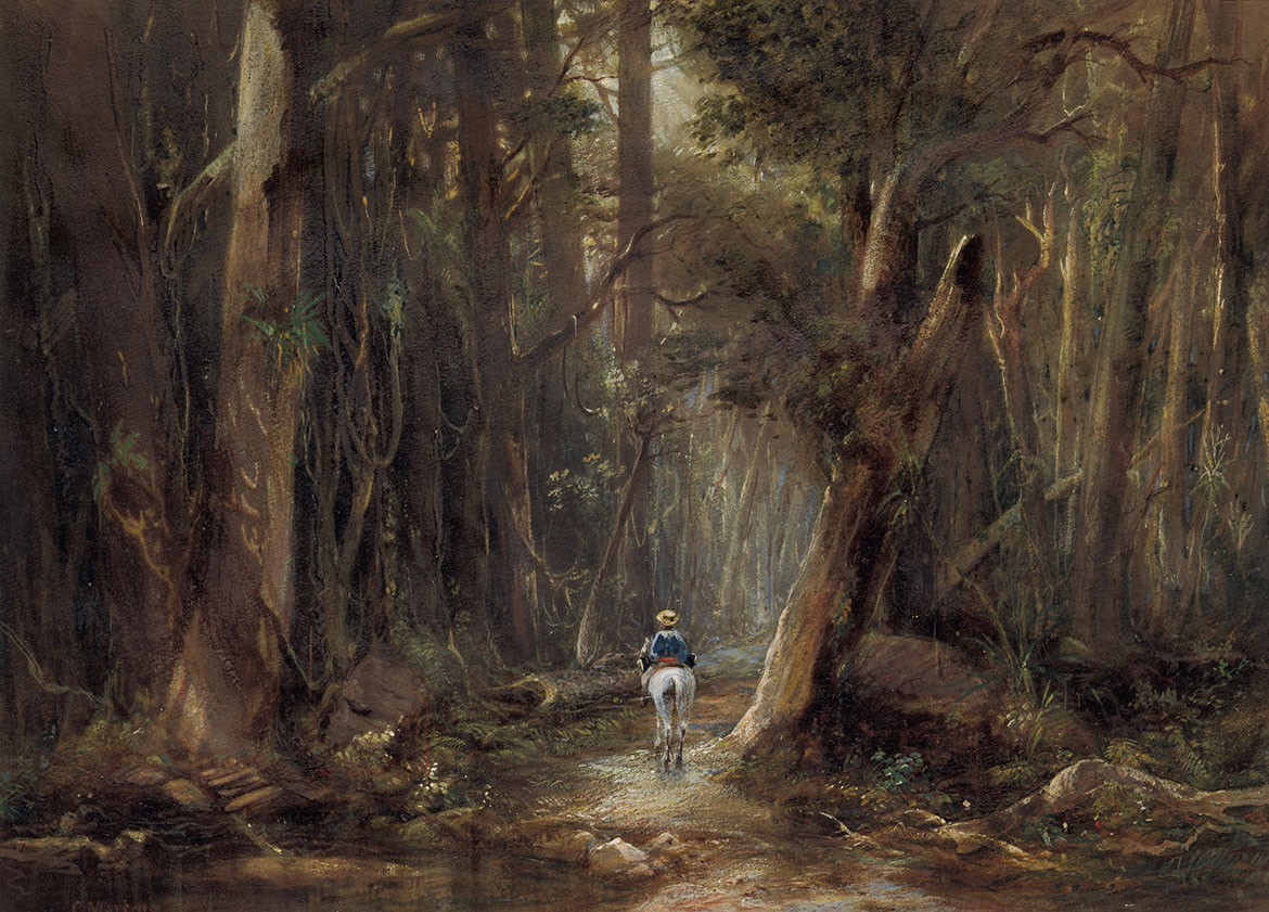 Conrad Martens, England/Australia 1801-1878 / Forest, Cunningham's Gap 1856 / Watercolour on paper / Purchased 1998 with funds raised through The Conrad Martens Queensland Art Gallery Foundation Appeal and with the assistance of the Queensland Government's special Centenary Fund / Collection: Queensland Art Gallery